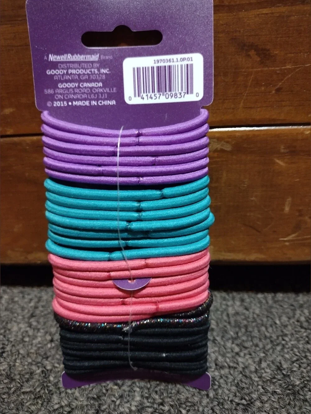 Goody Ouchless Hair Elastics Pack - Purple, Teal, Pink, Black & Glitter